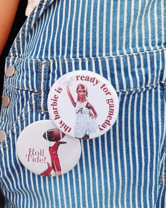 This Barbie is Ready for Gameday Button