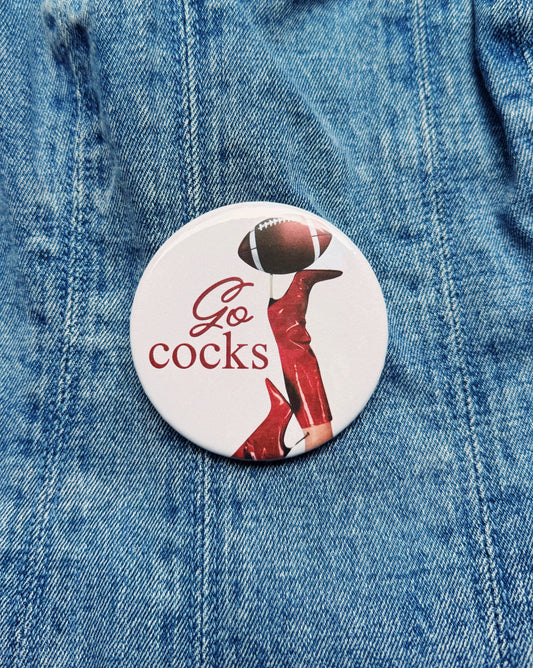 Go Cocks Boots Button