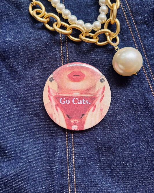 Go Cats Glass Button